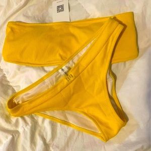NWT yellow designer bikini size small